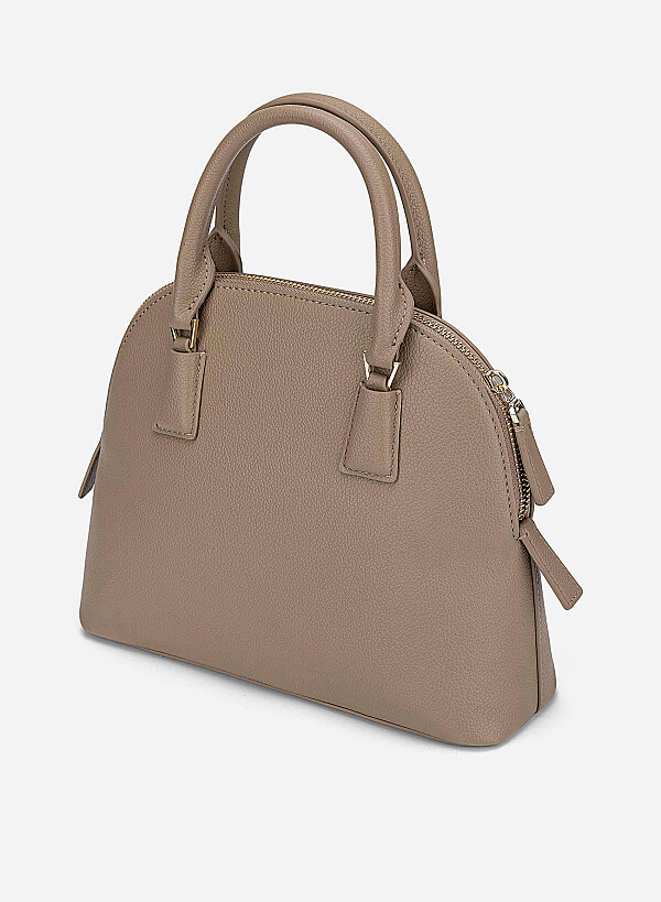 Minimal Trapezoid-Shaped Handbag - TTE 0192 - Dark Beige - VASCARA