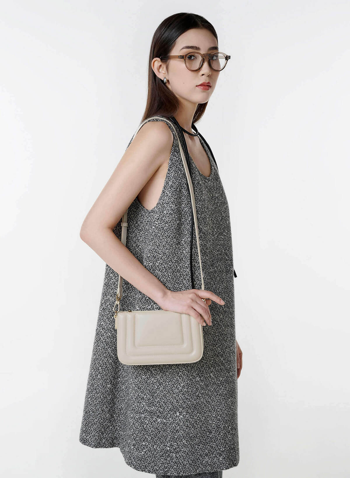 Padded Crossbody Bag - MES 0266 - Cream - vascara.com