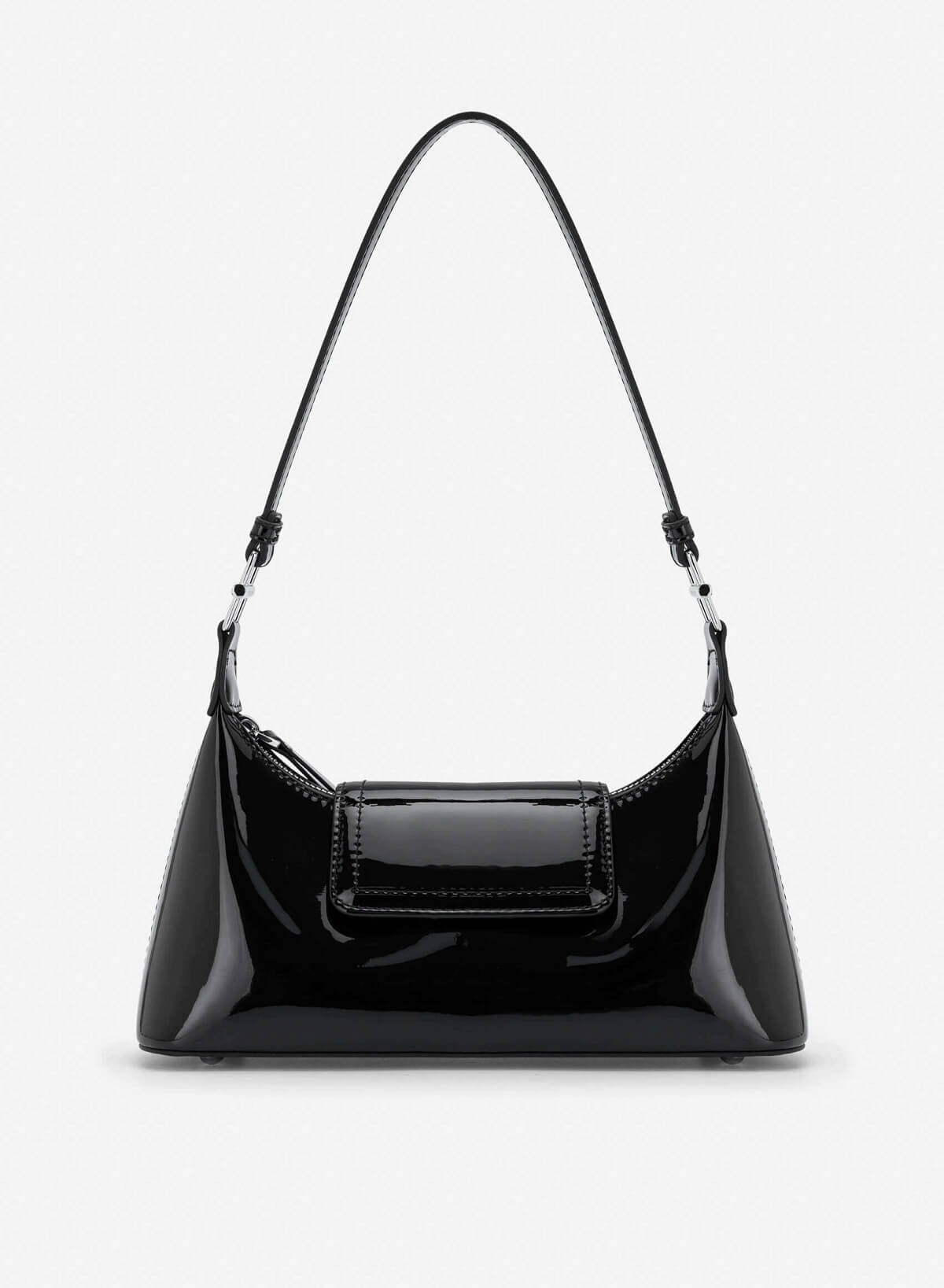 Patent Leather Hobo Bag - MES 0280 - Black - VASCARA