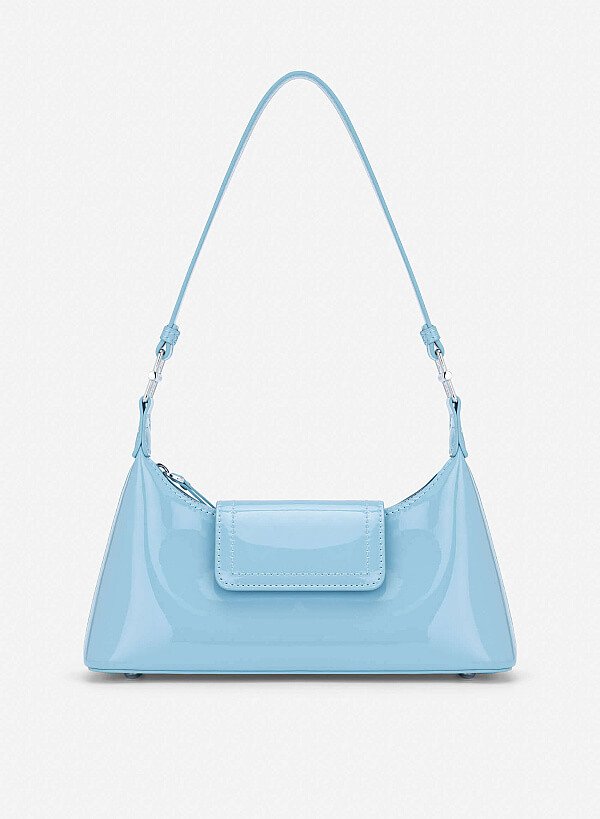 Patent Leather Hobo Bag - MES 0280 - Light Blue