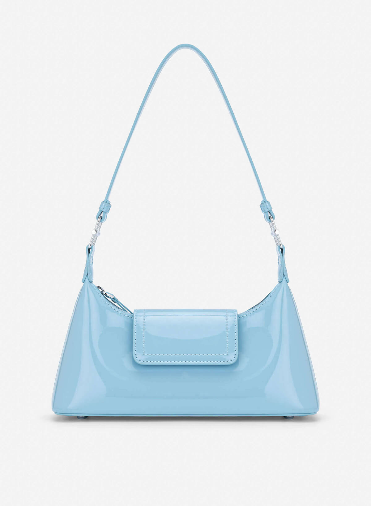 Patent Leather Hobo Bag - MES 0280 - Light Blue - VASCARA