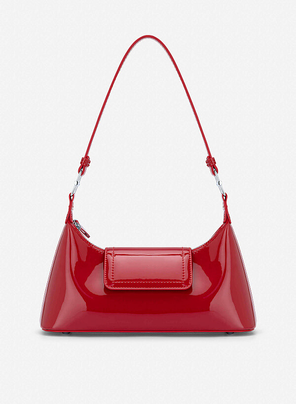 Patent Leather Hobo Bag - MES 0280 - Red