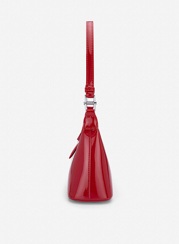 Patent Leather Hobo Bag - MES 0280 - Red - VASCARA