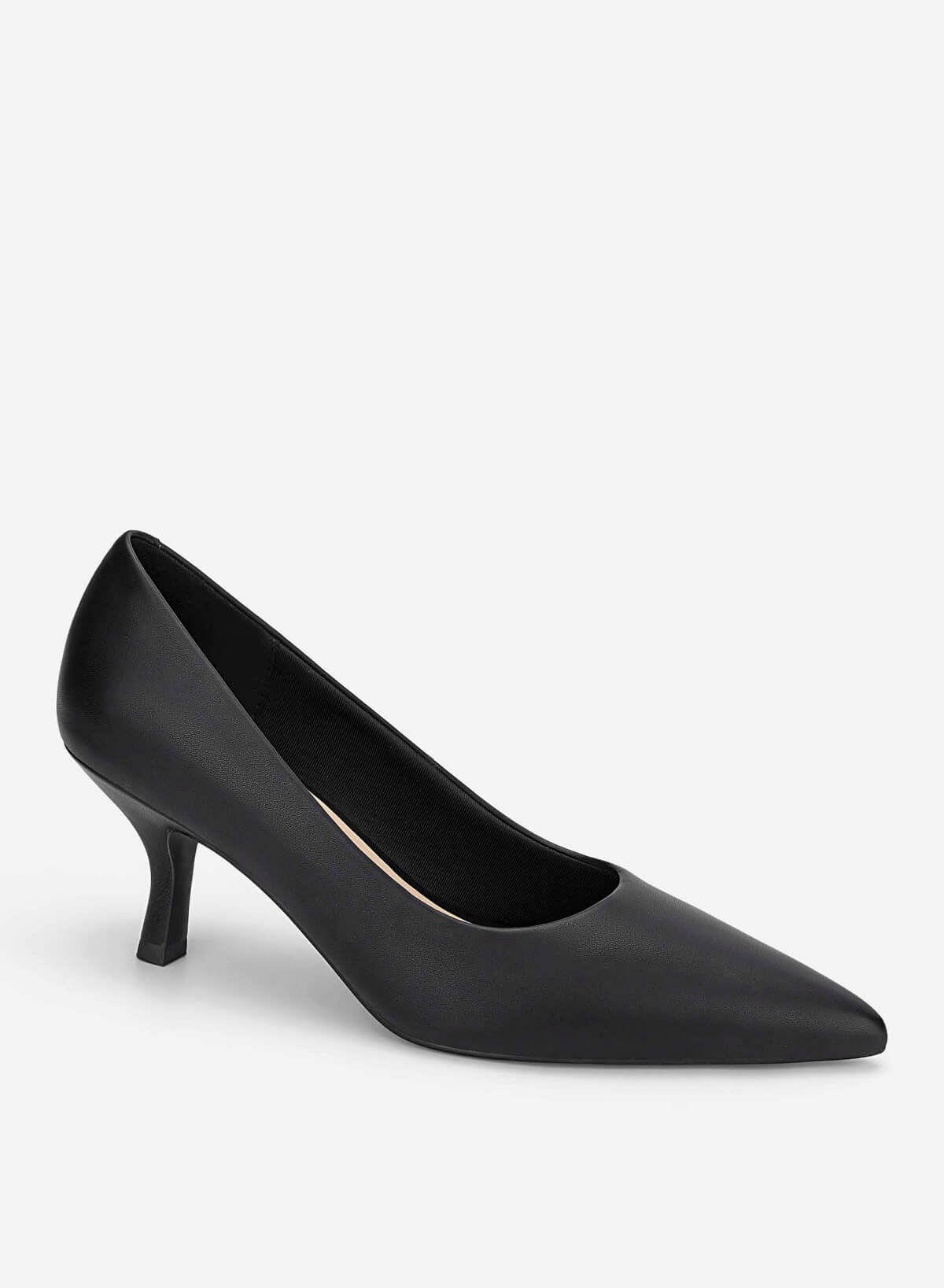 Pointed Toe Kitten Heel Pumps - HIG 0720 - Black - vascara.com