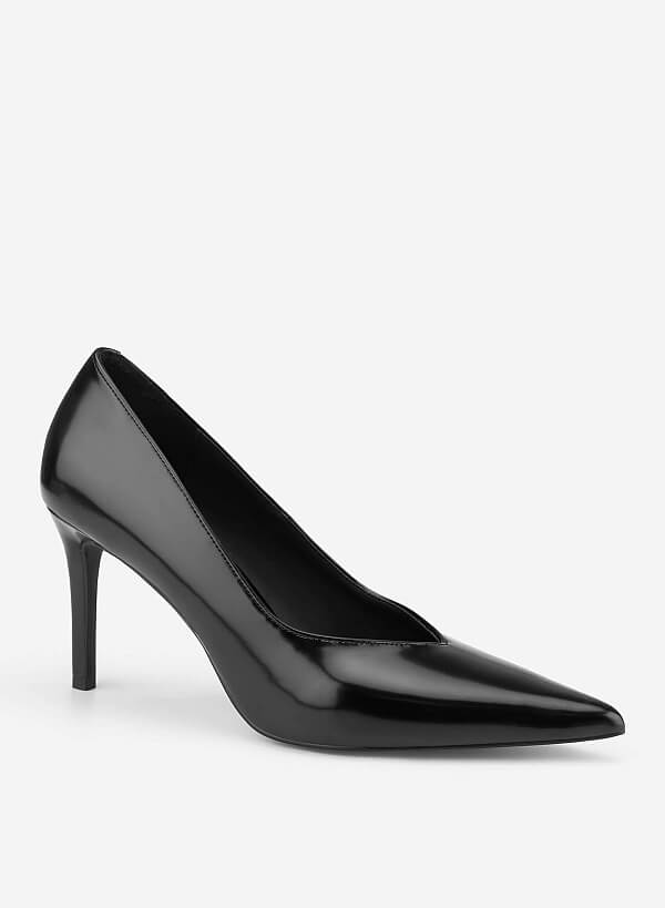 Pointed Toe Stiletto Heel Pumps - HIG 0717 - Black - VASCARA