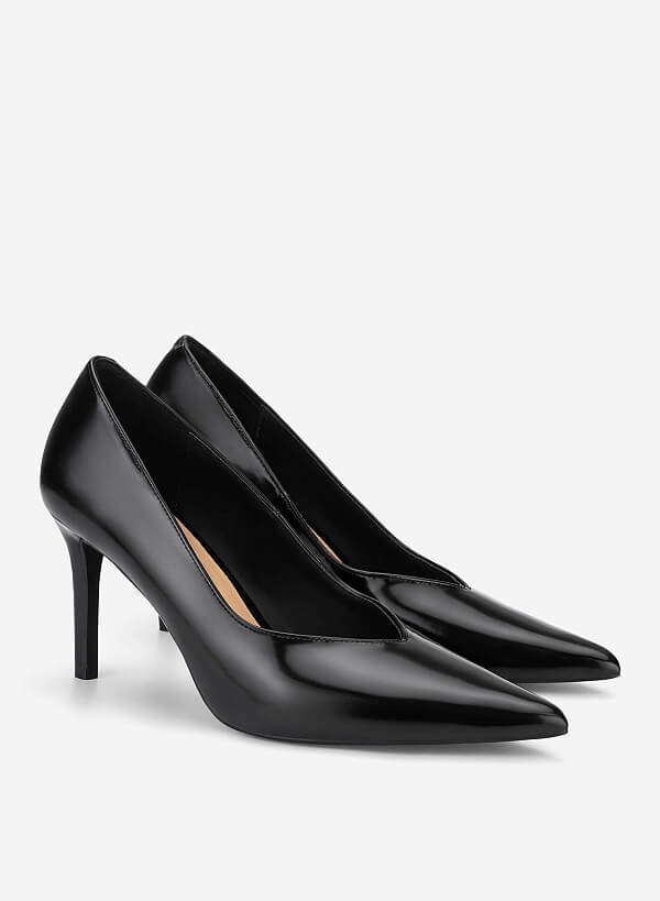 Pointed Toe Stiletto Heel Pumps - HIG 0717 - Black - VASCARA