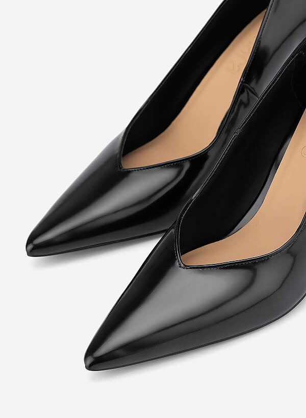 Pointed Toe Stiletto Heel Pumps - HIG 0717 - Black - VASCARA