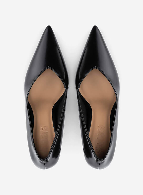 Pointed Toe Stiletto Heel Pumps - HIG 0717 - Black - VASCARA
