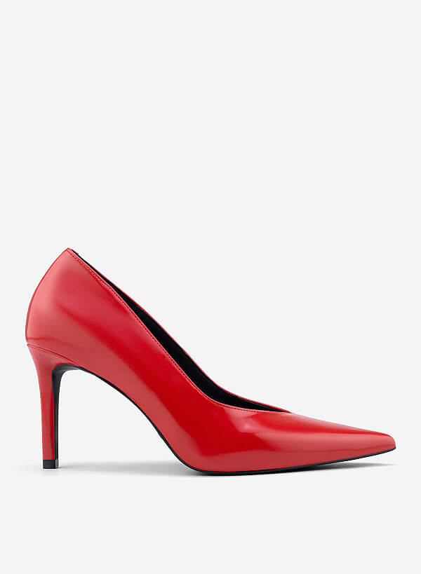 Pointed Toe Stiletto Heel Pumps - HIG 0717 - Red