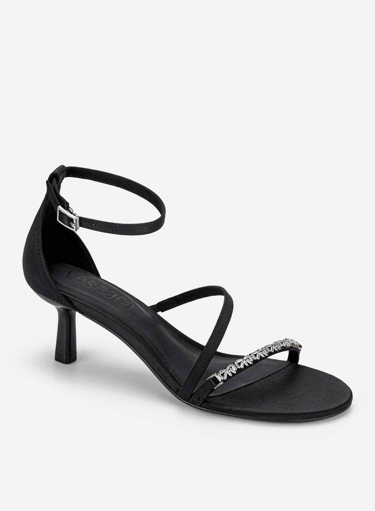 Rhinestone Strap Kitten Heel Sandals - PUM 0815 - Black - vascara.com