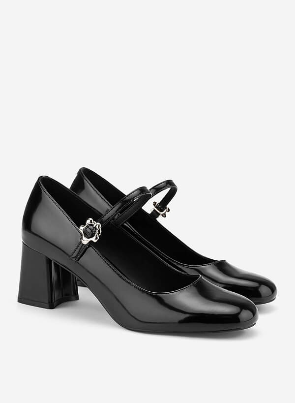 Round Toe Block Heels - HIG 0710 - Black - VASCARA