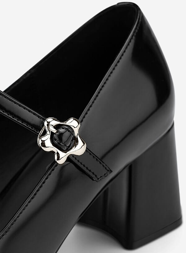 Round Toe Block Heels - HIG 0710 - Black - VASCARA