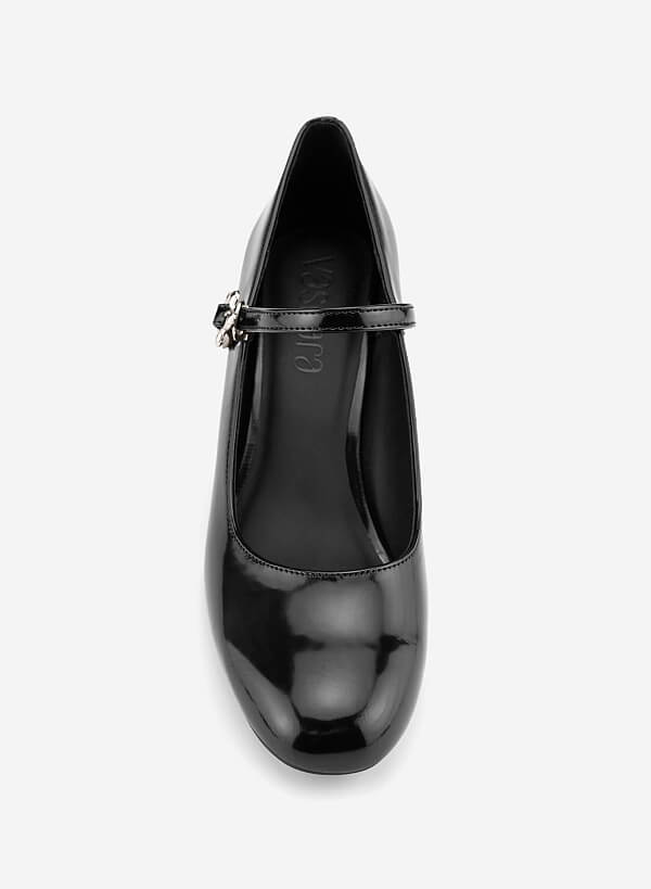 Round Toe Block Heels - HIG 0710 - Black - VASCARA
