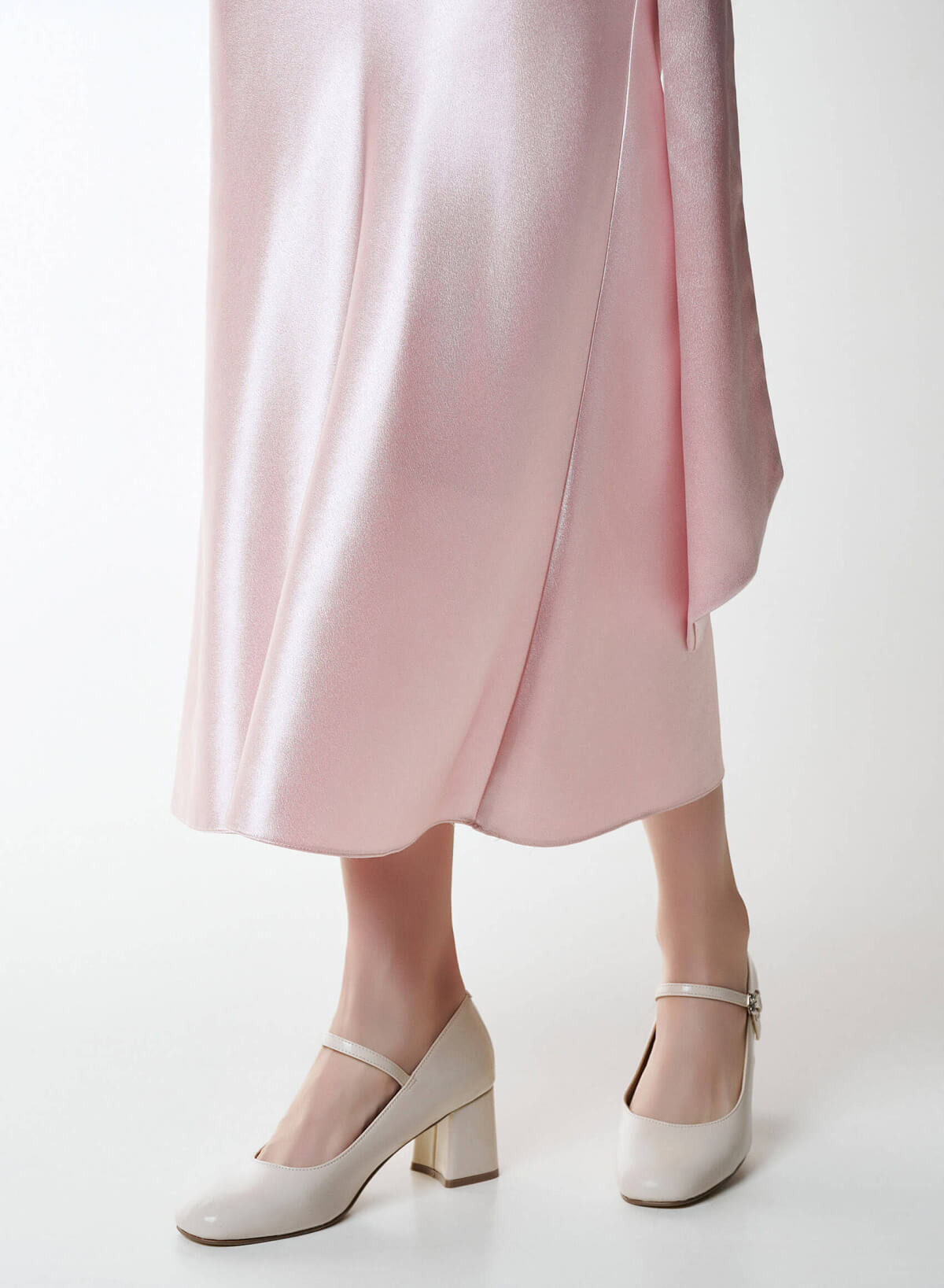 Round Toe Block Heels - HIG 0710 - Cream - vascara.com