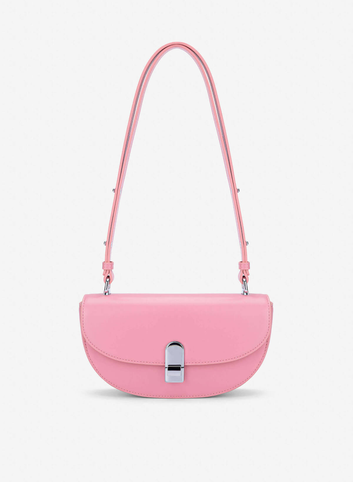 Snap Lock Half-Moon Shoulder Bag - MES 0286 - Pink - vascara.com