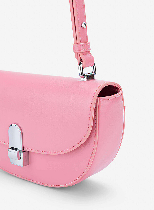 Snap Lock Half-Moon Shoulder Bag - MES 0286 - Pink - VASCARA