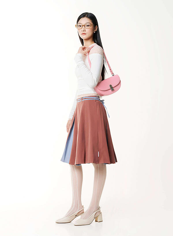 Snap Lock Half-Moon Shoulder Bag - MES 0286 - Pink - VASCARA