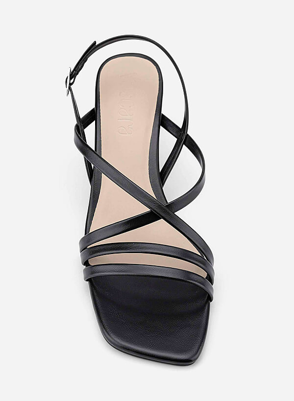 Strappy Kitten Heel Sandals - PUM 0818 - Black - VASCARA