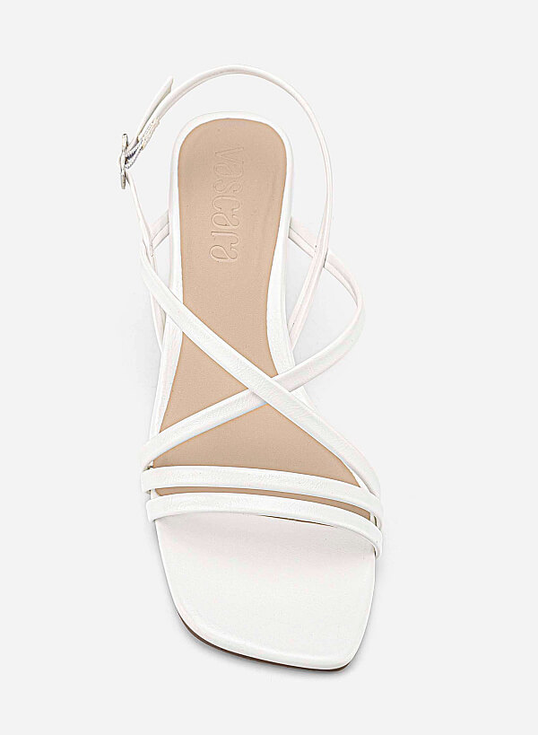 Strappy Kitten Heel Sandals - PUM 0818 - White - VASCARA