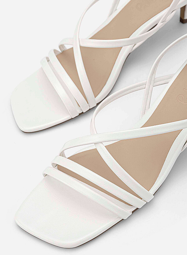 Strappy Kitten Heel Sandals - PUM 0818 - White - VASCARA
