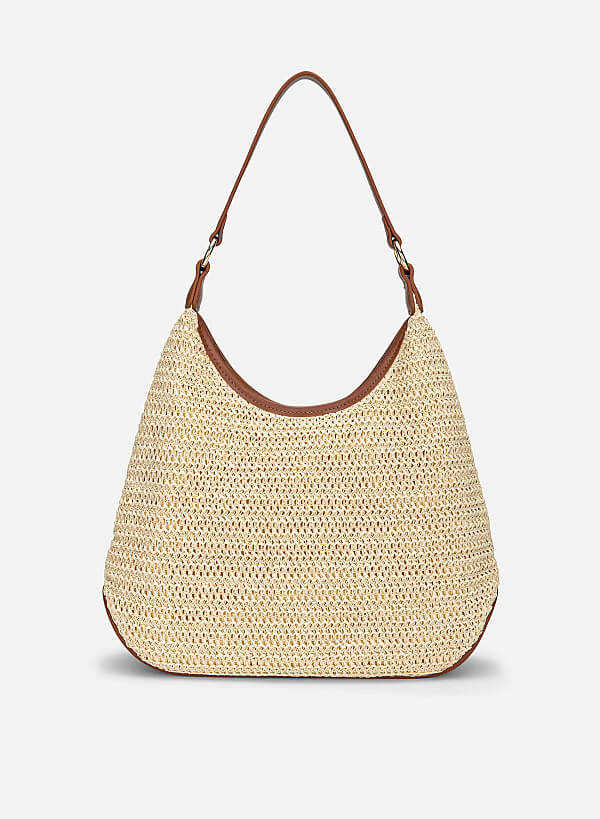 View more item Straw Shoulder Hobo Bag - MES 0287 - Brown
