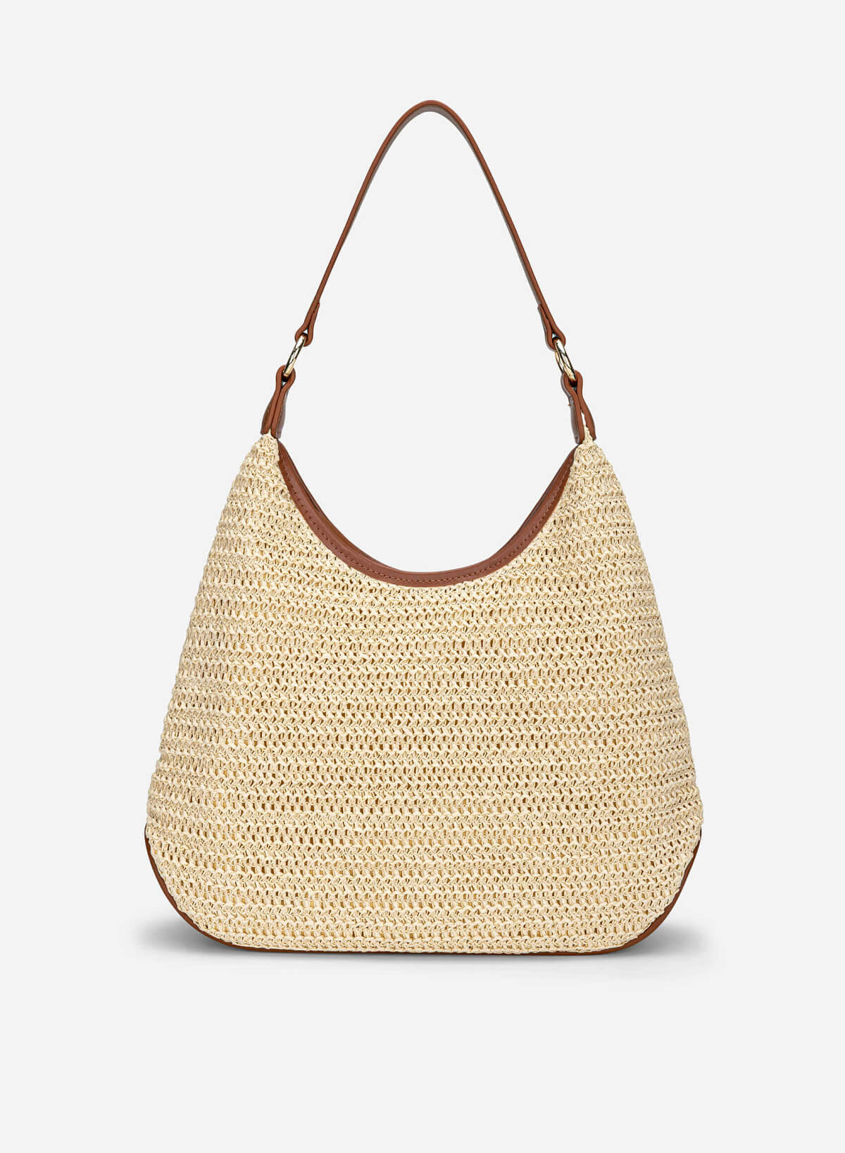Straw Shoulder Hobo Bag - MES 0287 - Brown - vascara.com