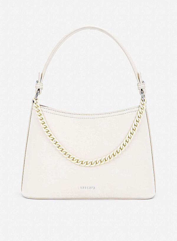 Tone-on-tone Chain Bucket Bag - TTE 0195 - Cream