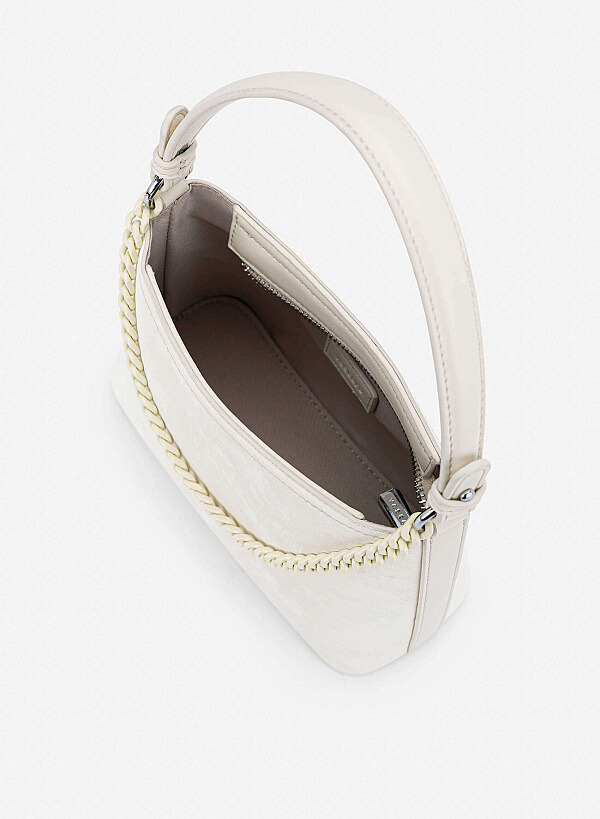 Tone-on-tone Chain Bucket Bag - TTE 0195 - Cream - VASCARA