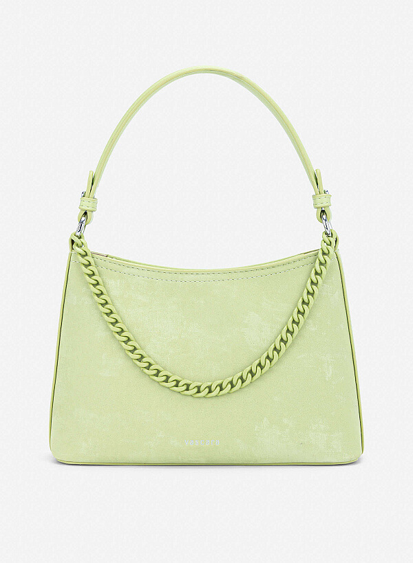 Tone-on-tone Chain Bucket Bag - TTE 0195 - Light Green