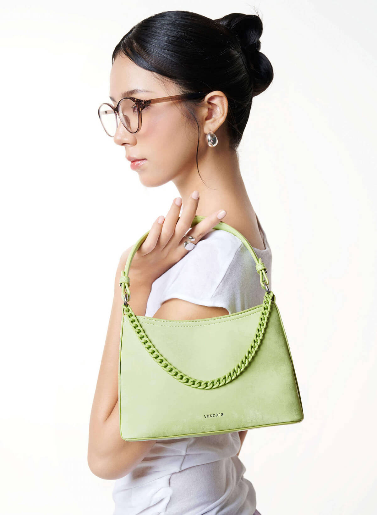 Tone-on-tone Chain Bucket Bag - TTE 0195 - Light Green - vascara.com