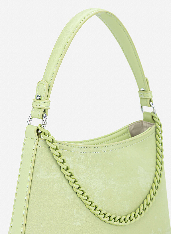 Tone-on-tone Chain Bucket Bag - TTE 0195 - Light Green - VASCARA