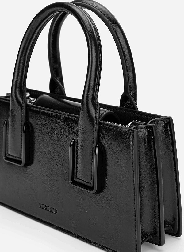 Tubular Strap Handbag - TTE 0190 - Black - VASCARA