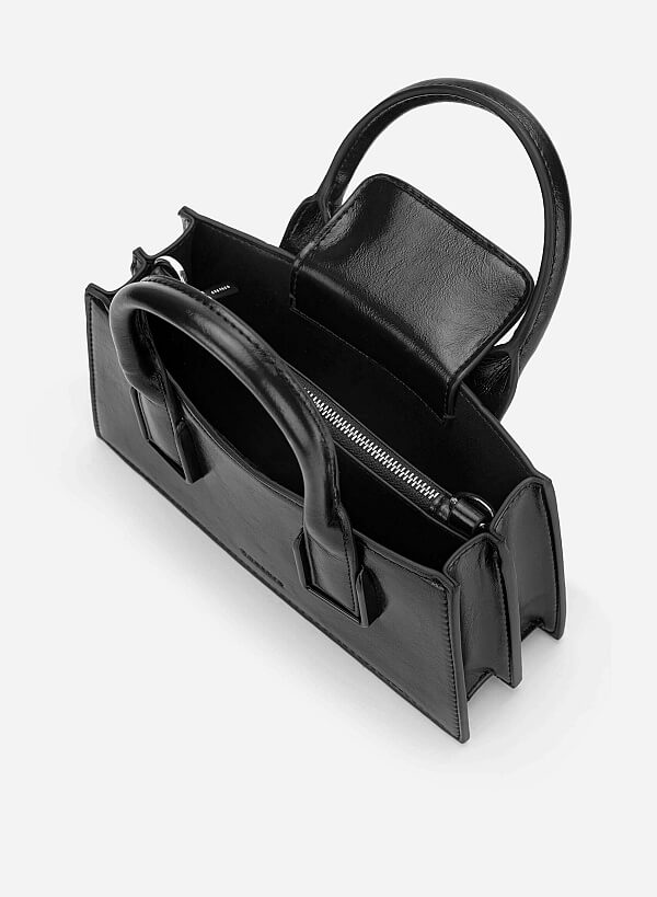 Tubular Strap Handbag - TTE 0190 - Black - VASCARA