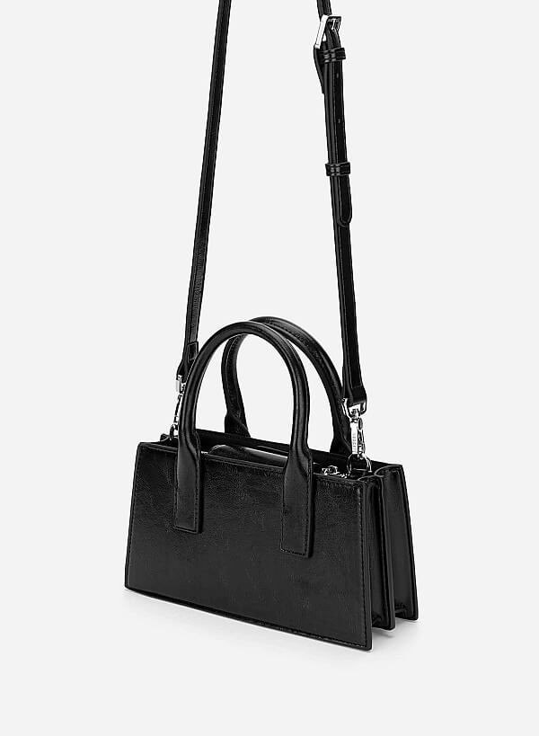 Tubular Strap Handbag - TTE 0190 - Black - VASCARA