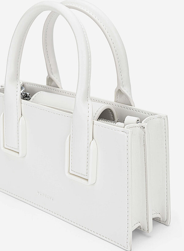 Tubular Strap Handbag - TTE 0190 - White - VASCARA