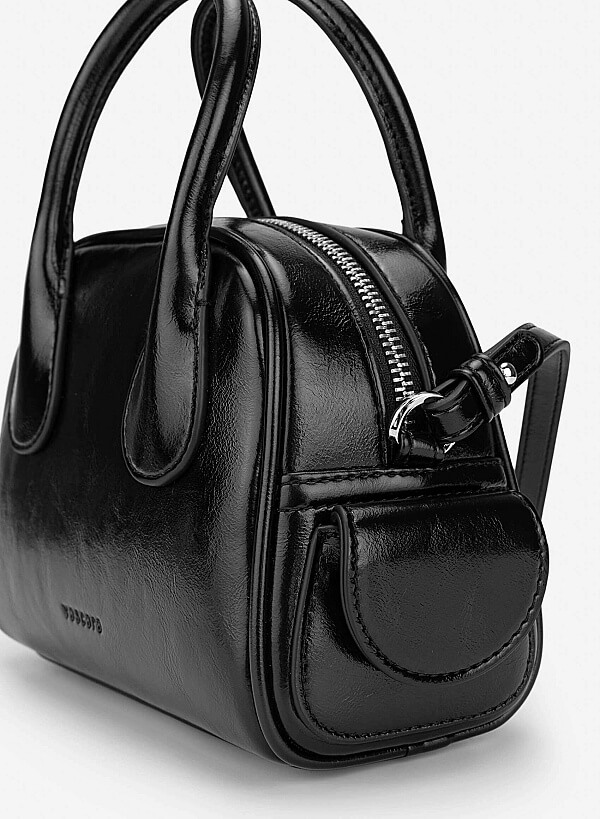 Tubular Strap Mini Handbag - TTE 0197 - Black - VASCARA
