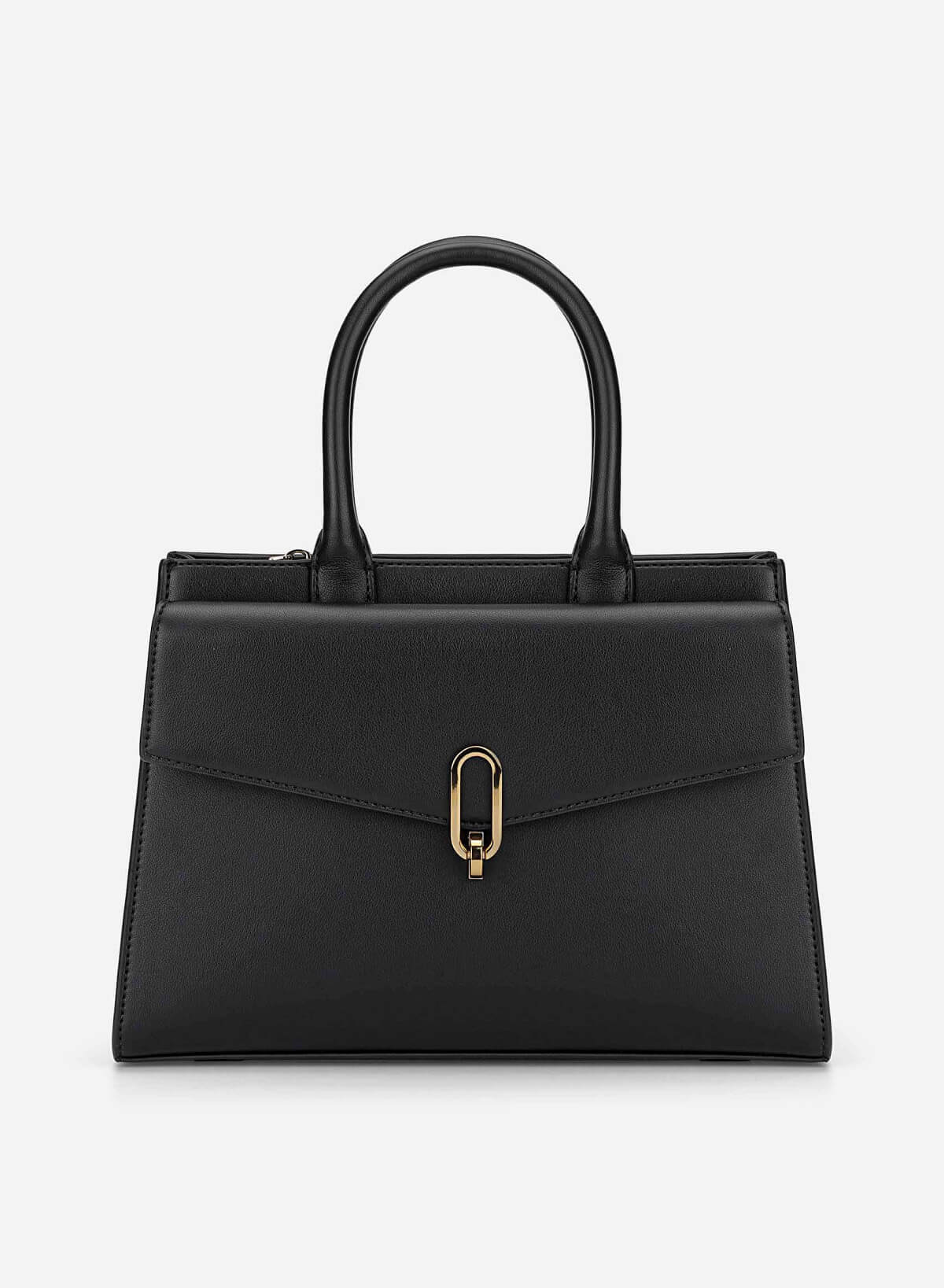 Twist Lock Fold-Over Handbag - TTE 0189 - Black - VASCARA