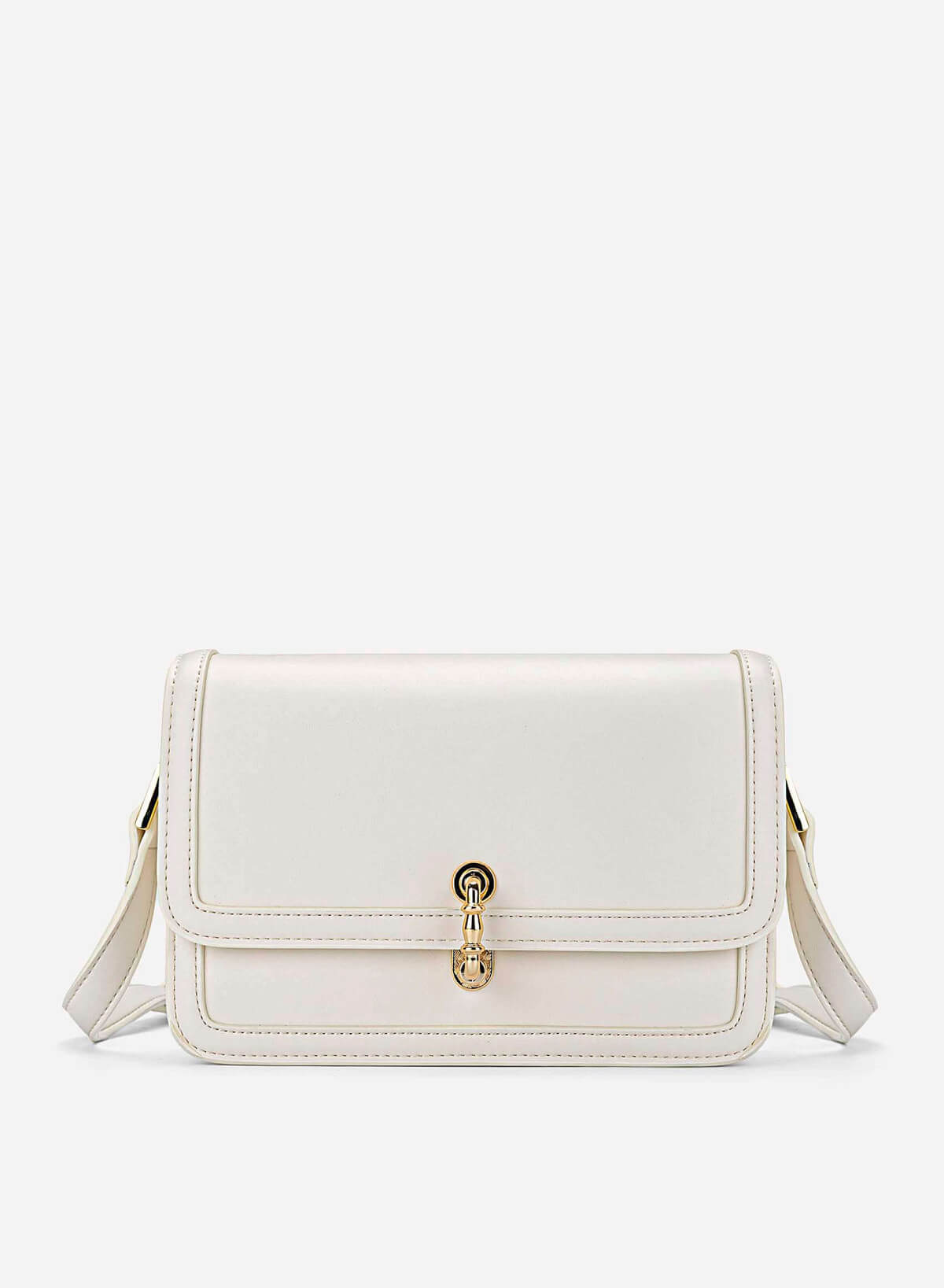 Vintage Lock Fold-Over Crossbody Bag - MES 0277 - Cream - VASCARA