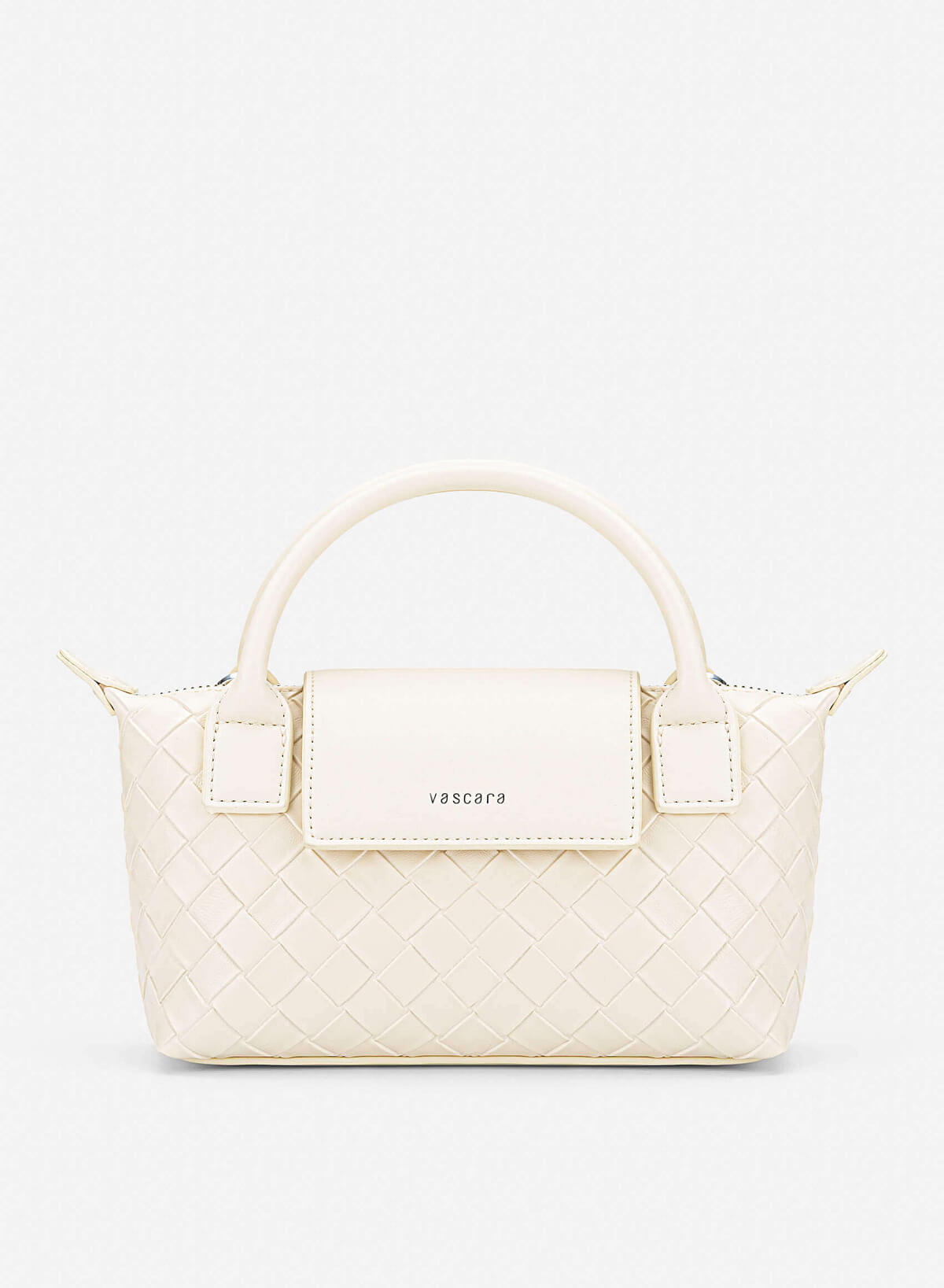 Woven Square-pattern Flap Shoulder Bag - TTE 0196 - Cream - VASCARA