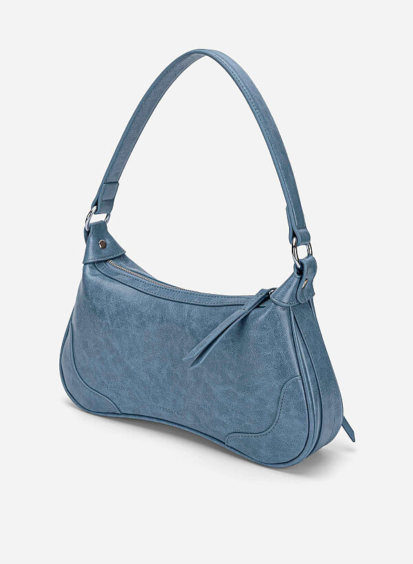 Zipper Décor Shoulder Bag - MES 0275 - Blue - VASCARA
