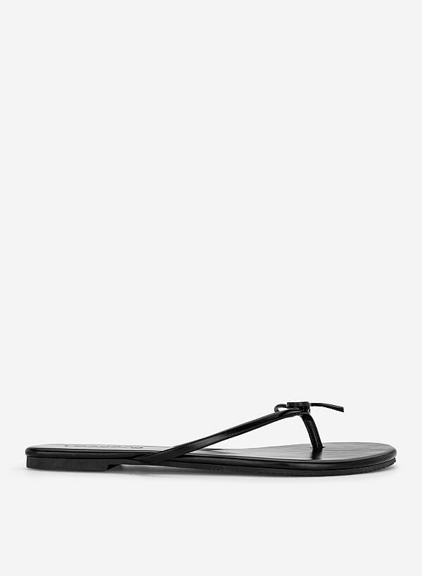 Dép flipflops đính nơ trang trí - DXP 0217 - Màu đen