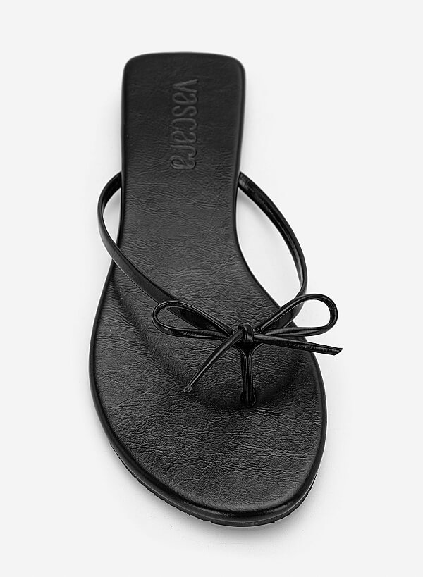 Dép flipflops đính nơ trang trí - DXP 0217 - Màu đen - VASCARA