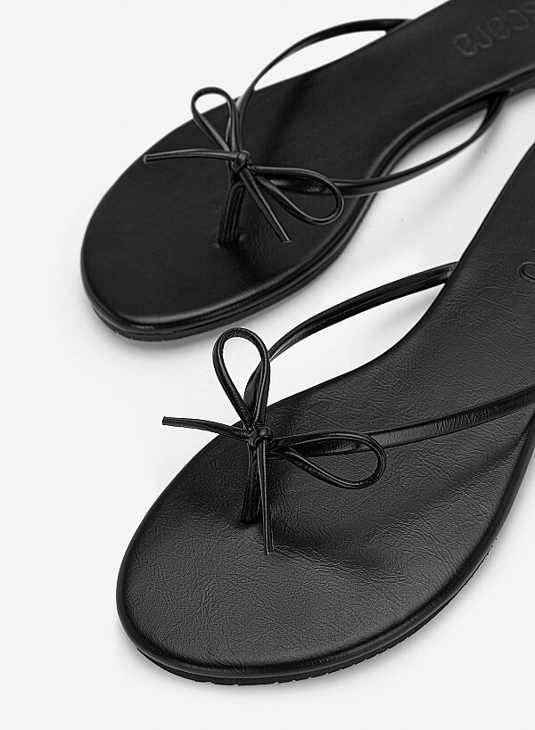 Dép flipflops đính nơ trang trí - DXP 0217 - Màu đen - VASCARA