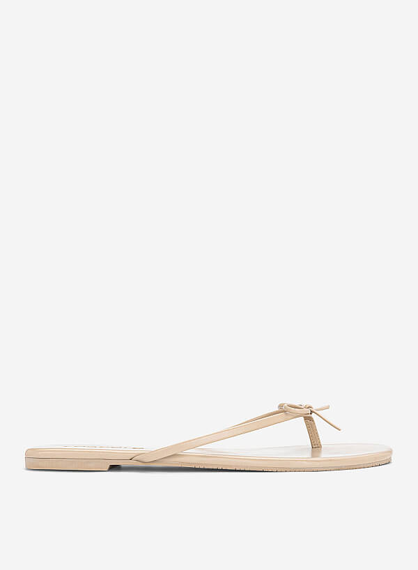 Dép flipflops đính nơ trang trí - DXP 0217 - Màu kem