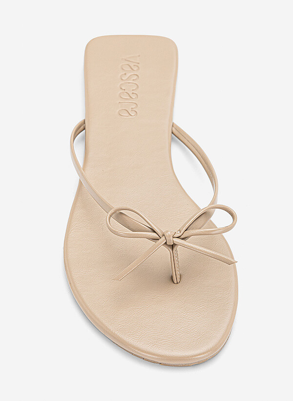 Dép flipflops đính nơ trang trí - DXP 0217 - Màu kem - VASCARA