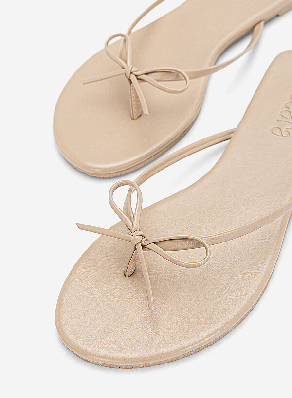 Dép flipflops đính nơ trang trí - DXP 0217 - Màu kem - VASCARA