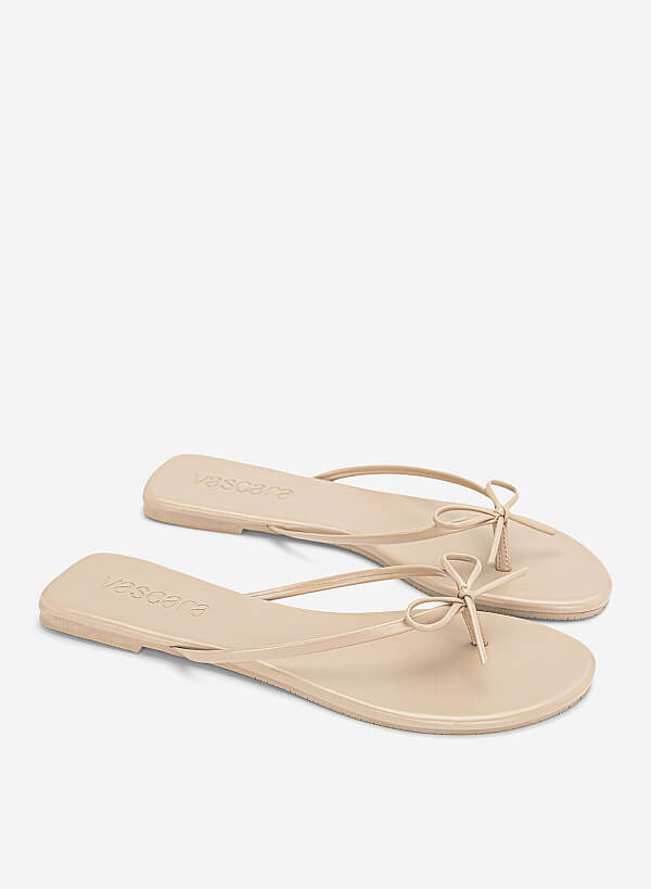 Dép flipflops đính nơ trang trí - DXP 0217 - Màu kem - VASCARA