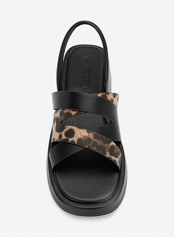 Giày gladiator flatform sandals phối vân da animal