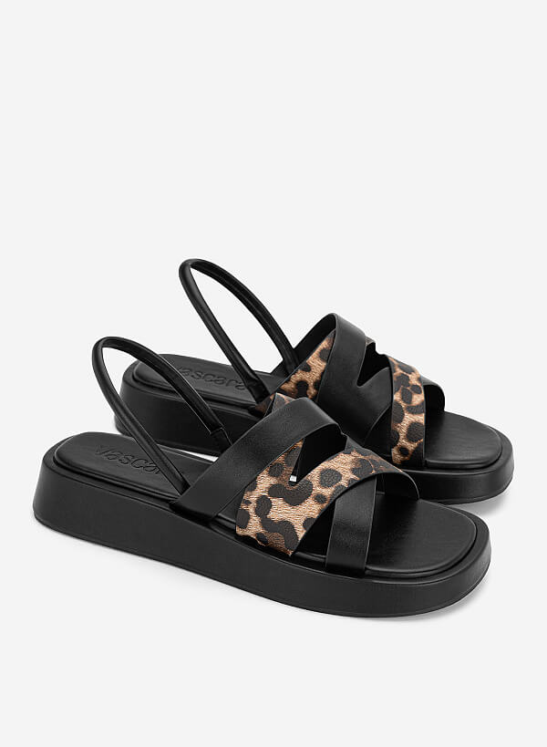 Giày gladiator flatform sandals phối vân da animal - SDK 0352 - Màu họa tiết da báo - VASCARA