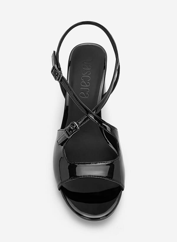 Giày sandals block heel cut-out - SDN 0837 - Màu đen - VASCARA